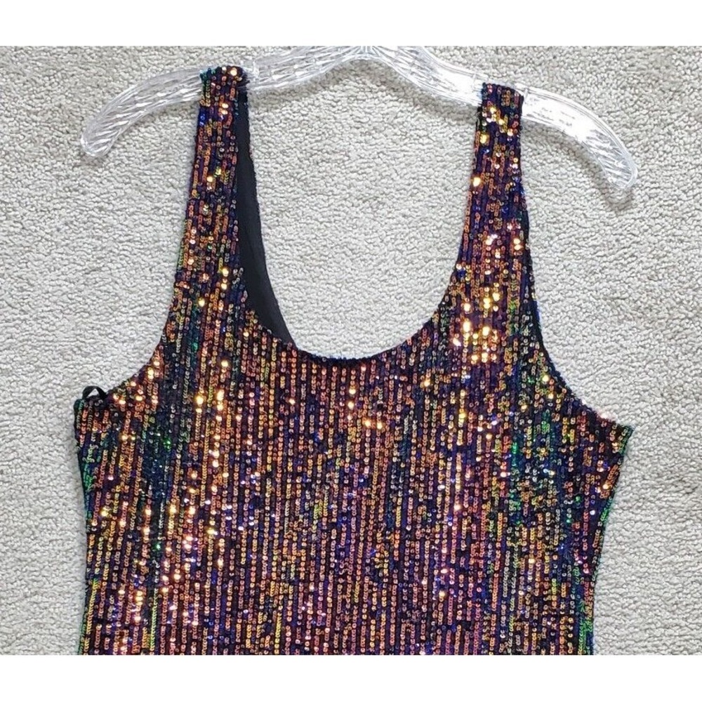 Topshop Mini Dress‎ Women's 10 Multicolor Irredecent  Stretch Sequin Formal - Picture 2 of 10